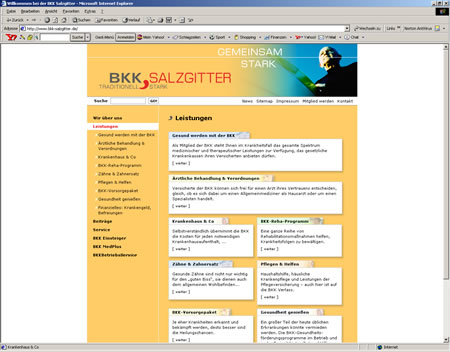 Screenshot 1 vom Internetauftritt der BKK Salzgitter