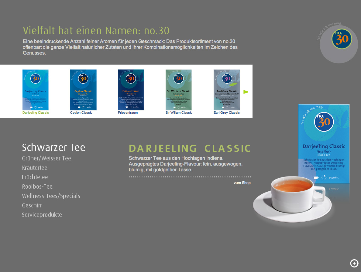 Heimbs neue Internetseite für die Teesorte „No. 30“