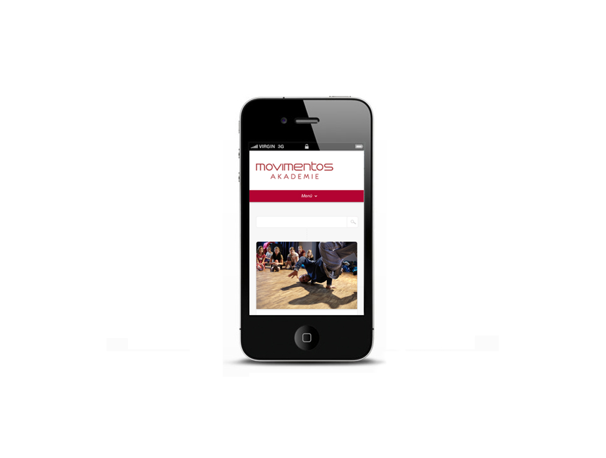 Bild eines iPhones mit dem Blog der Movimentos Akademie auf dem Bildschirm