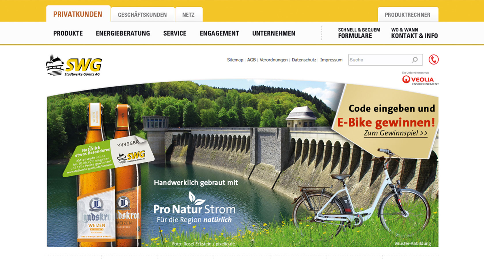 Screenshot vom Online-Gewinnspiel für die Stadtwerke Görlitz AG