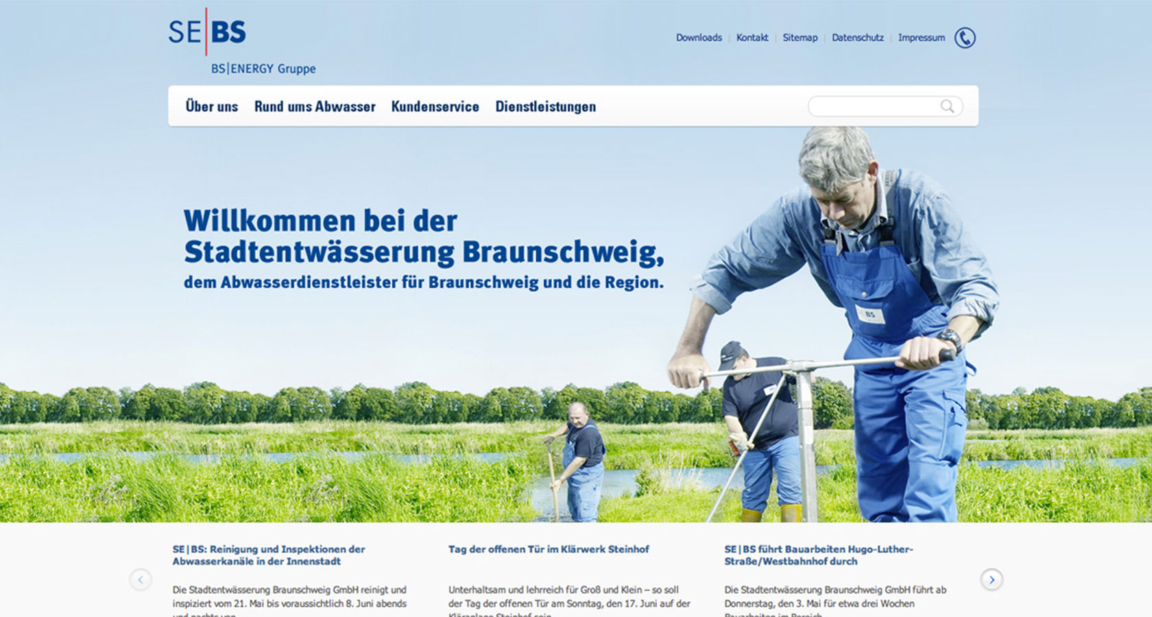 Screenshot von der Internetpräsenz der Stadtentwässerung Braunschweig GmbH