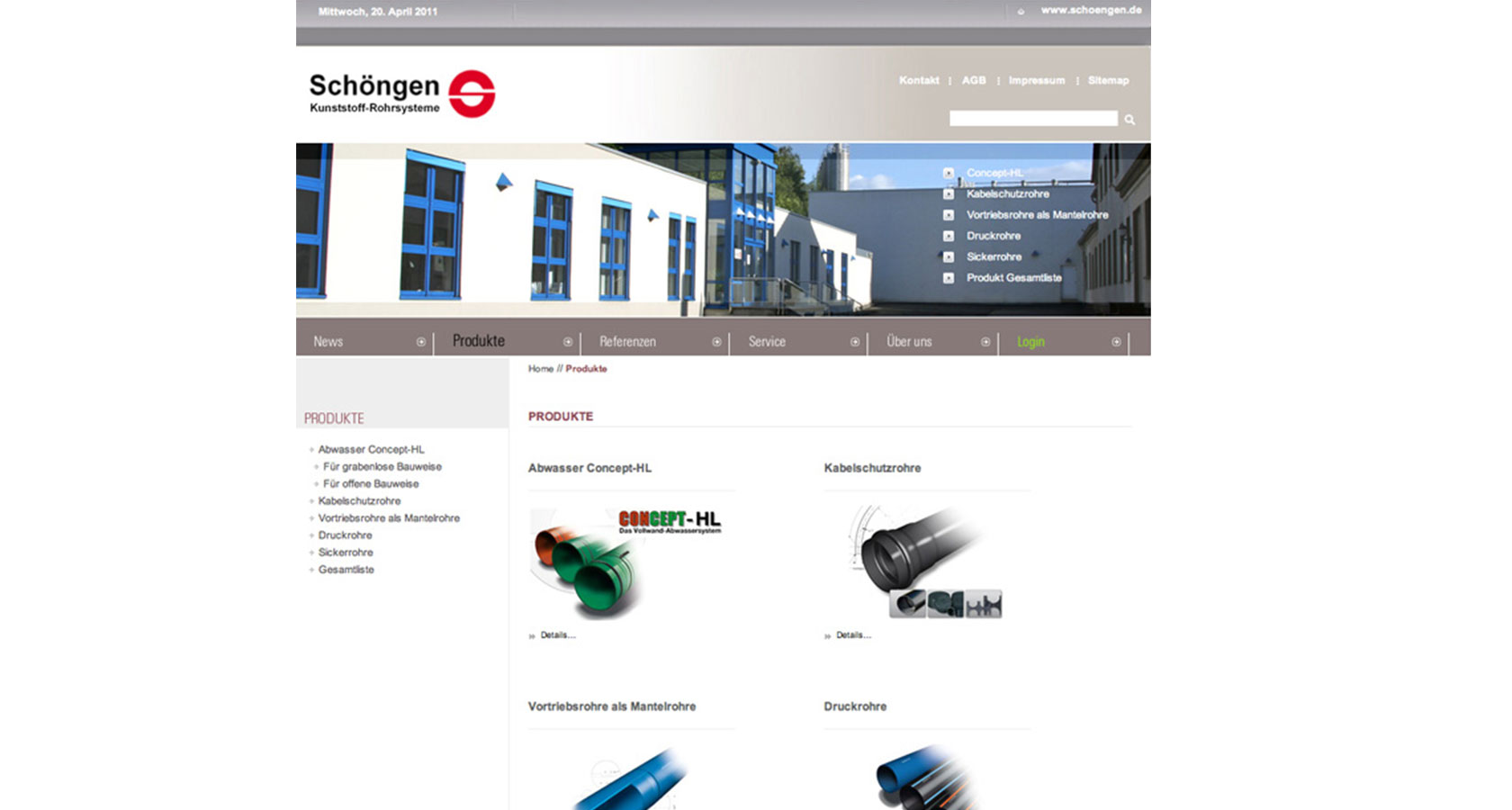 Screenshot von der Startseite der Karl Schöngen KG