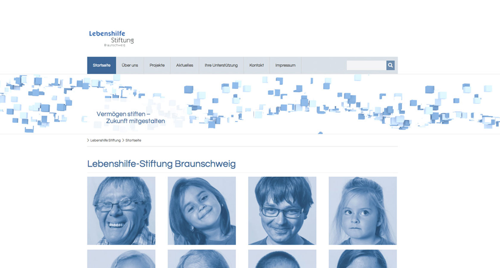 Screenshot vom Internetauftritt der Lebenshilfe-Stiftung Braunschweig
