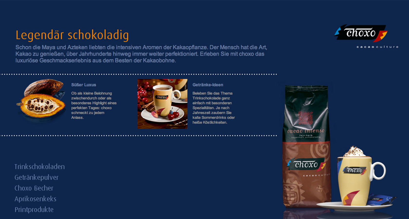 Heimbs neue Internetseite für das Kakaogetränk „choxo“