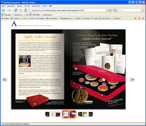 Screenshot 3 „Blätterbarer Katalog“ Archiv Verlag