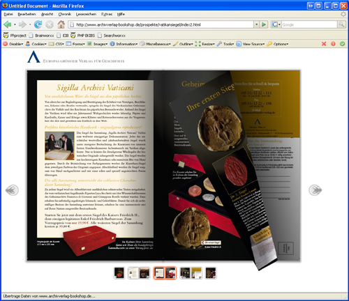 Screenshot 5 „Blätterbarer Katalog“ Archiv Verlag