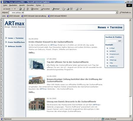 Screenshot ARTmax Relaunch