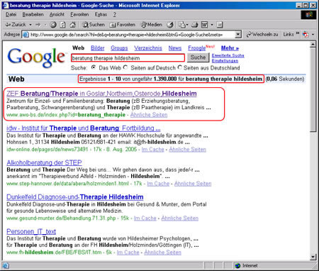 Screenshot Abbildung des Audibank-Internetauftritts von 2001 Screenshot Google Suchergebnisse