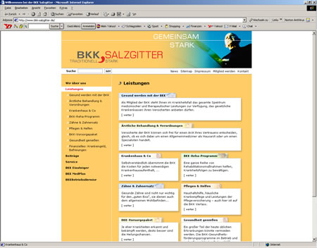 Screenshot 1 vom Internetauftritt der BKK Salzgitter Screenshot 1 vom Internetauftritt der BKK Salzgitter