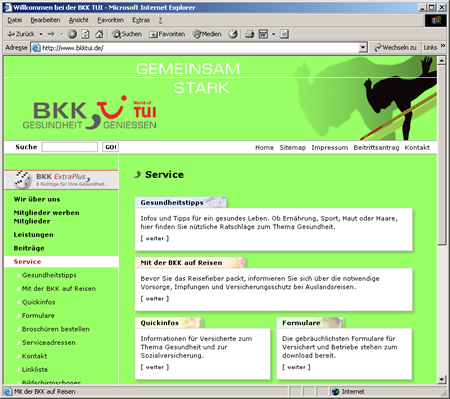 Screenshot 3 vom Relaunch der BKK TUI
