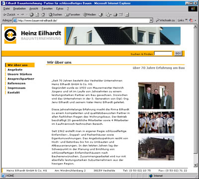 Screenshot Internetauftritt „Heinz Eilhardt GmbH & Co. KG“