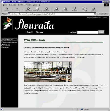 Screenshot 2 Internetauftritt Fleurada GmbH