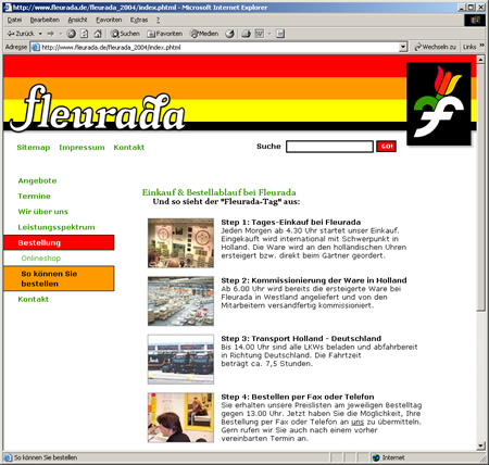 Screenshot 2 Internetauftritt Fleurada GmbH