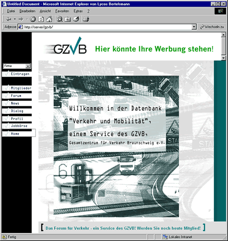 Screenshot 1 Internetauftritt GZVB