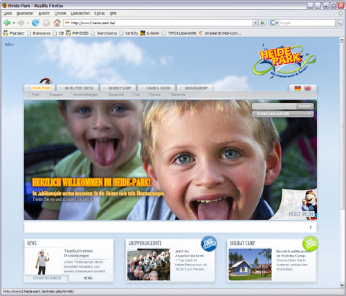 Screenshot Heide Park Resort Website
