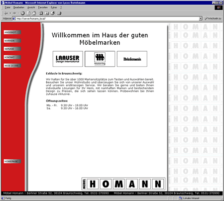 Screenshot 1 Internetauftritt Möbel Homann