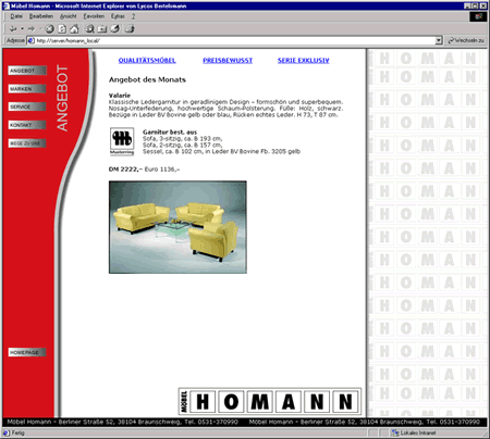 Screenshot 2 Internetauftritt Möbel Homann