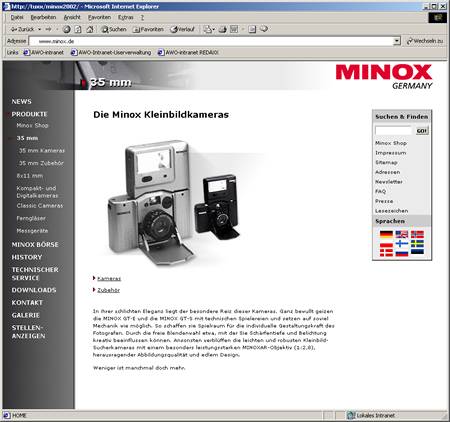 Screenshot 1 Minox Website