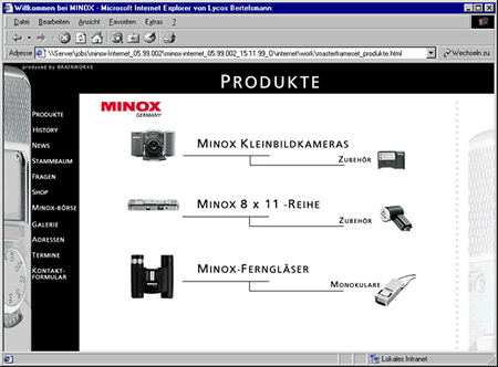 Screenshot 2 Minox Website