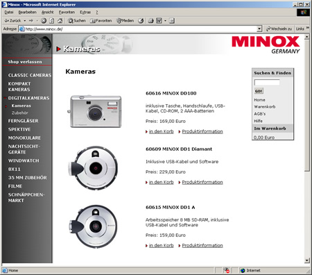 Screenshot 2 Minox Website