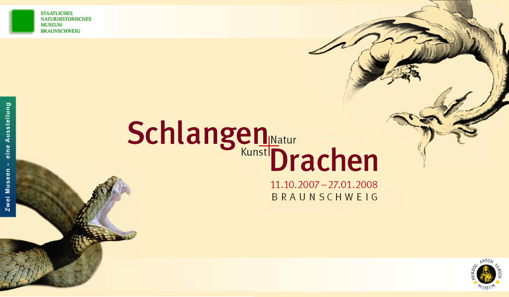 Teaser für die Ausstellung „Schlangen und Drachen. Kunst und Natur“