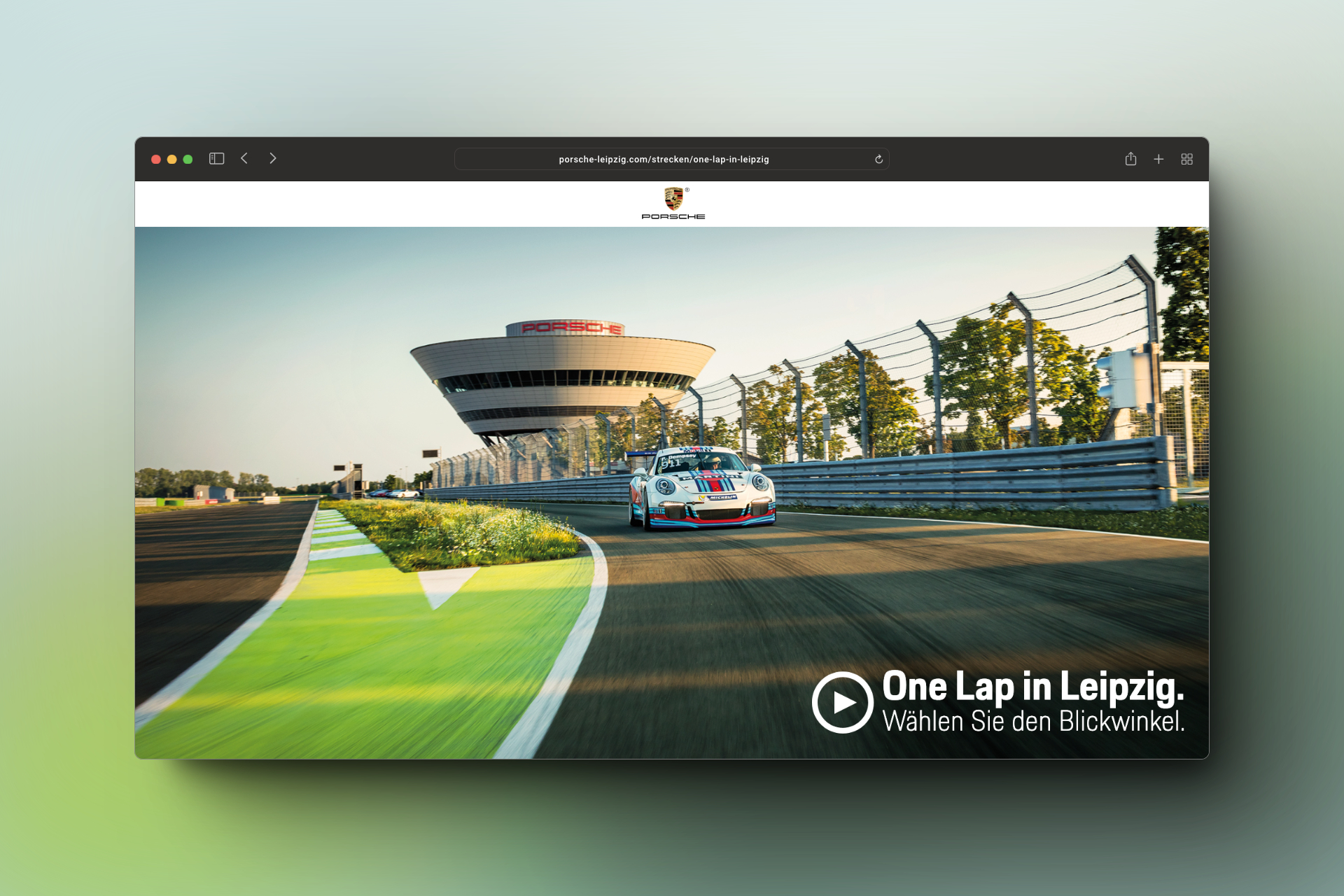 Screenshot des Intros der Porsche Leipzig One Lap Website.