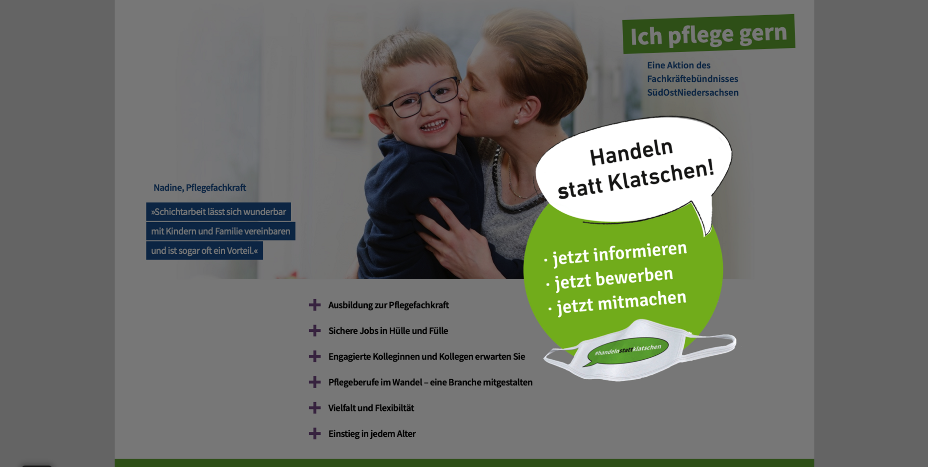 Screenshot der Startseite www.ich-pflege-gern.de