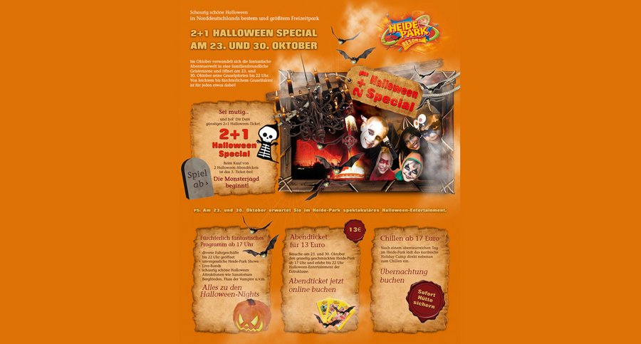Screenshot vom Heide Park Newsletter fürs Halloween-Special