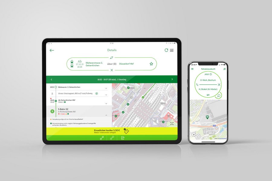 Tablet und Smartphone mit Screen der VRR-APP Tablet und Smartphone mit Screen der VRR-APP