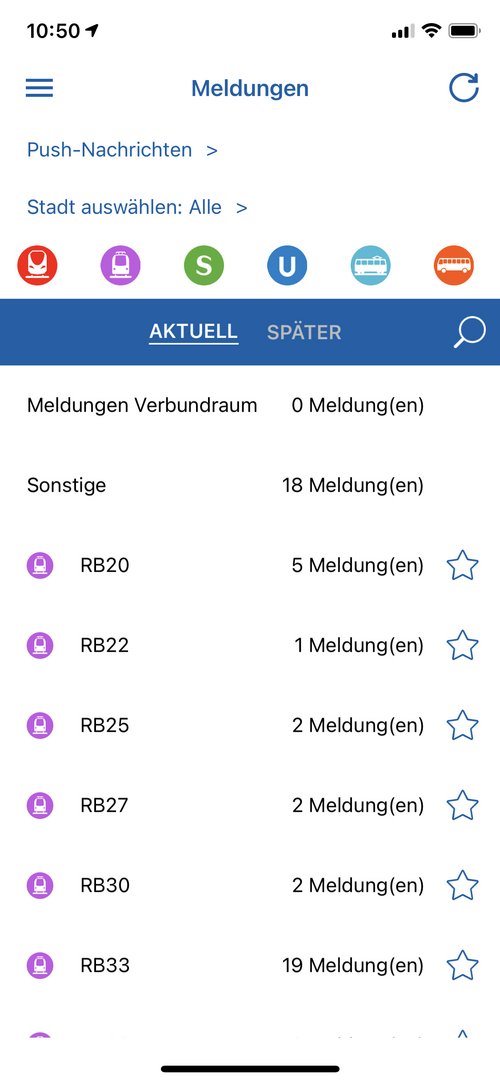 Screenshot der Smartphone-APP