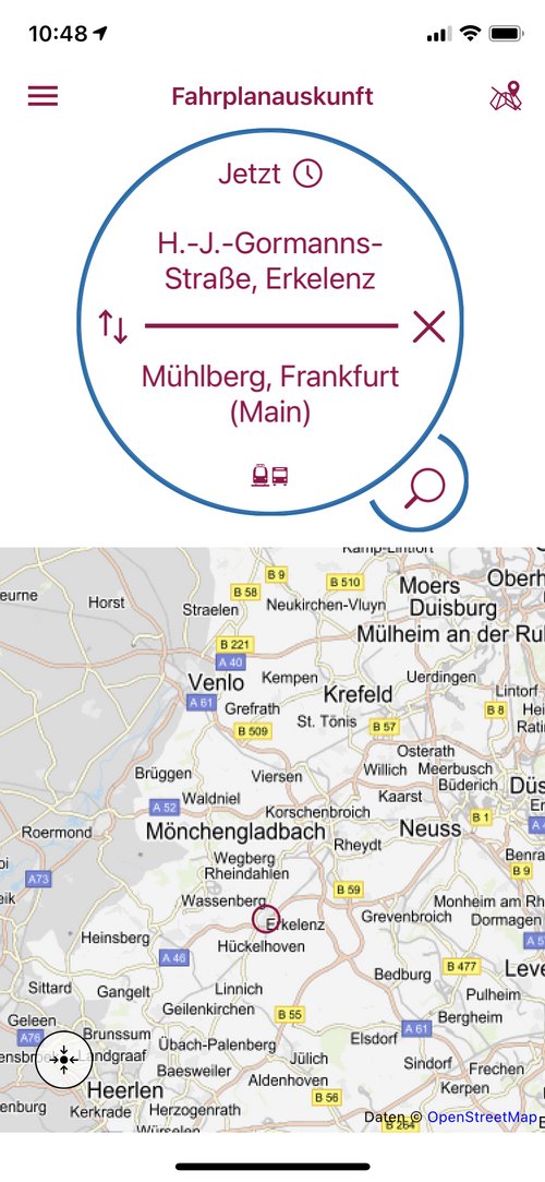 Screenshot der Smartphone-APP