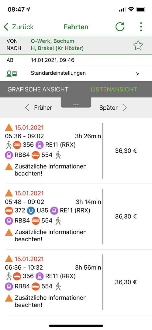 Screenshot der Smartphone-APP