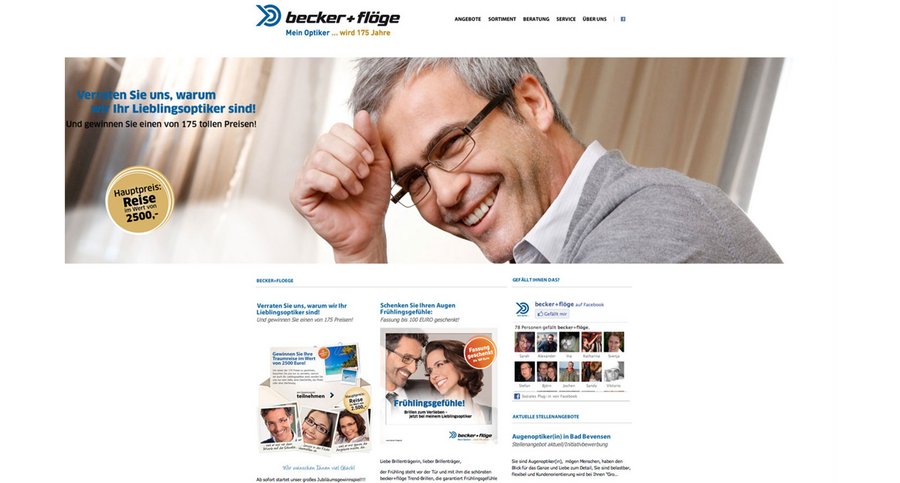Screenshot der Startseite der becker + flöge Website